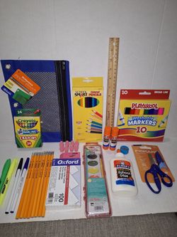 Pencil pouch with school supplies