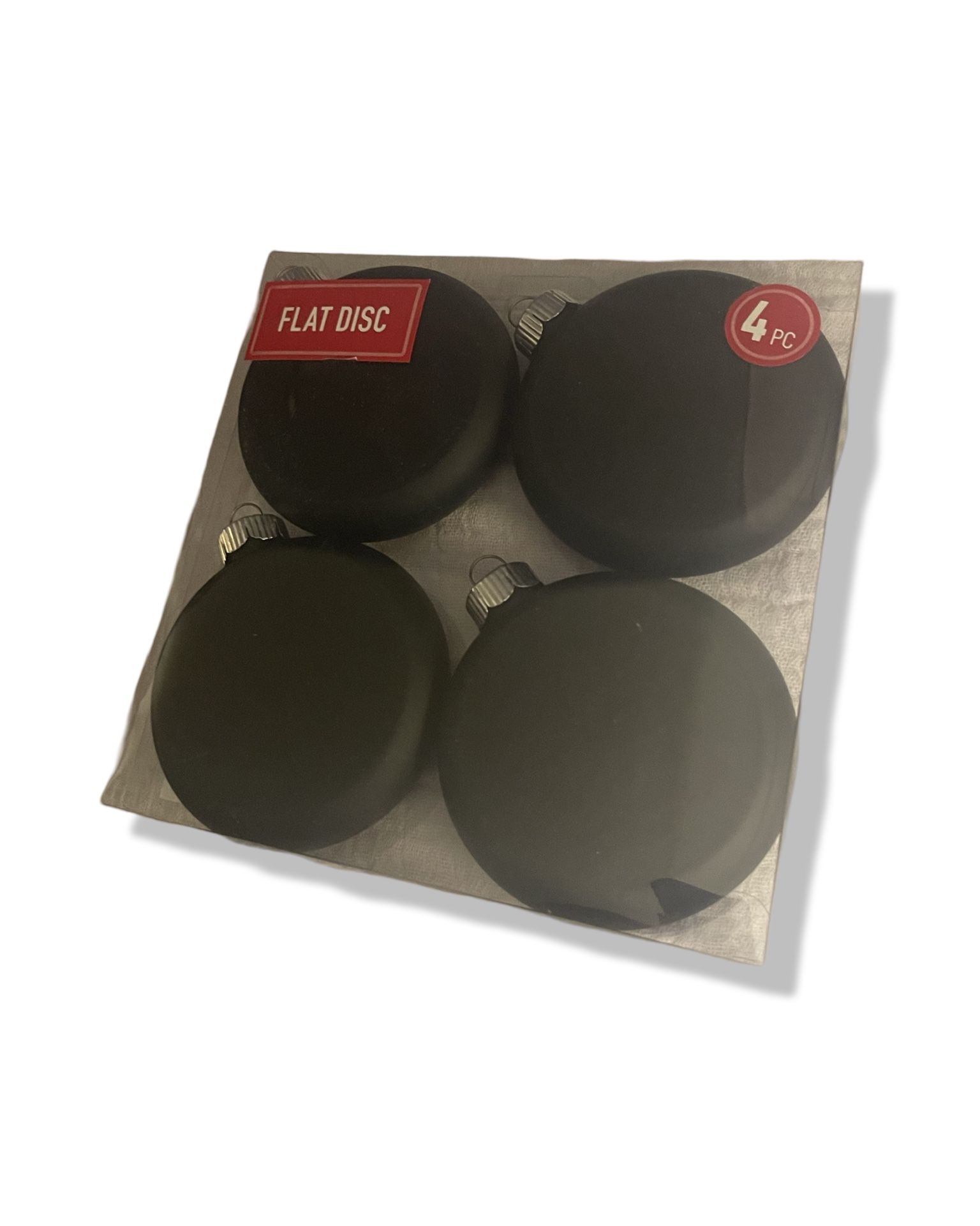 Package of 4 Flat Disc DIY Plastic Crafting Ornaments - 3” Matte Black