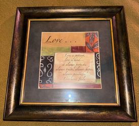 Love is patient glass frame art. 13x13