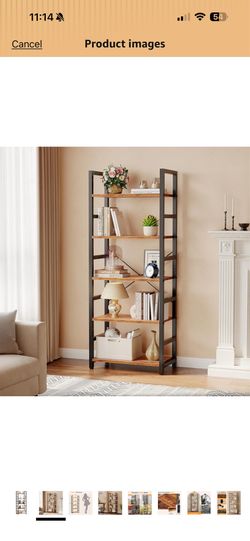 Open Storage Display Shelf for Living Room, Bedroom, Home Office, Narrow Standing Shelving Unit for Books, CDs Rustic Brown