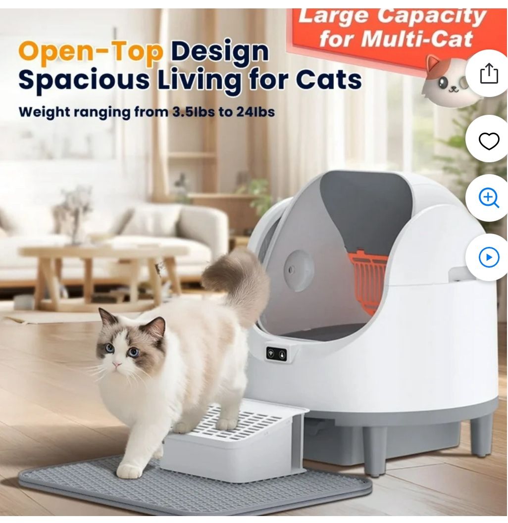 Novinter Self Cleaning Automatic Cat Litter Box, 8+68L Large Open Top Design, APP Control, 8 Integrated Safety Protection - Targeted Deodorizing Aroma