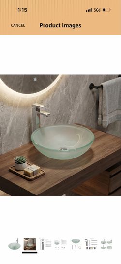 Frosted Glass Round Vessel Sink