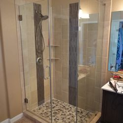 Shower glass door (Frame/Frameless), Windows or just Glass,  Mirrors, and Glass on the table