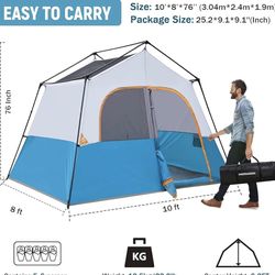 6Person Camping Tent - Portable Family Cabin Tent for Camp, Windproof Fabric Camp Tent Outdoor for Hiking, Backpacking, Traveling
