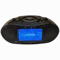Naxa NDL-287 Boombox 7” Lcd CD DVD Player Radio Portable WORKS WITH ISSUES AS-IS FOR PARTS/ REPAIR. MISSING TELE- SCOPIC ANTENNA. DISC PLAYER DOES NOT