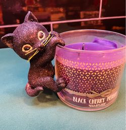 Adorable Bath and Body works black glitter cat candle hanger