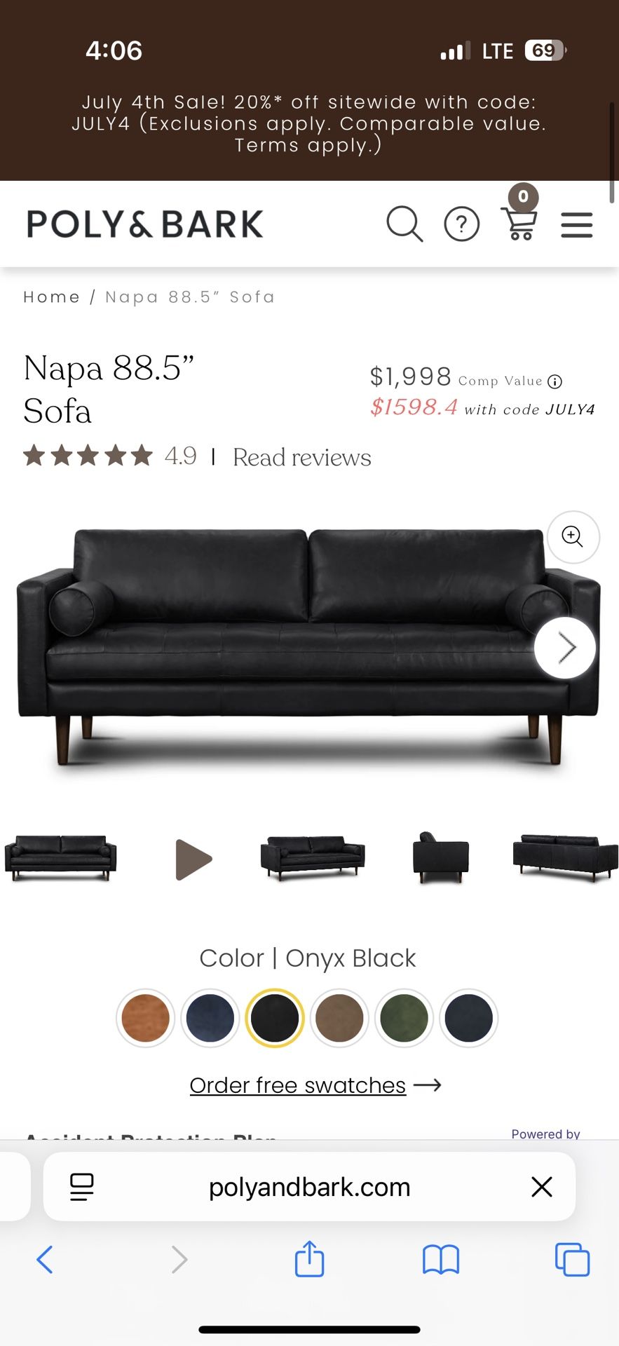 Real Leather Black Couch/sofa New 
