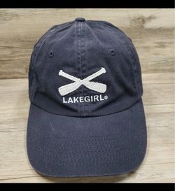 LakeGirl Hat Cap Strap Back All American Cap Navy Blue Cotton Paddles Logo