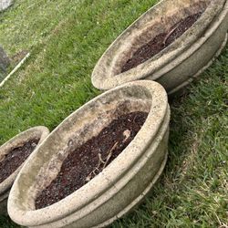 Extra Large Set Of 4 Heavy, Concrete Bonsai Planters Pots