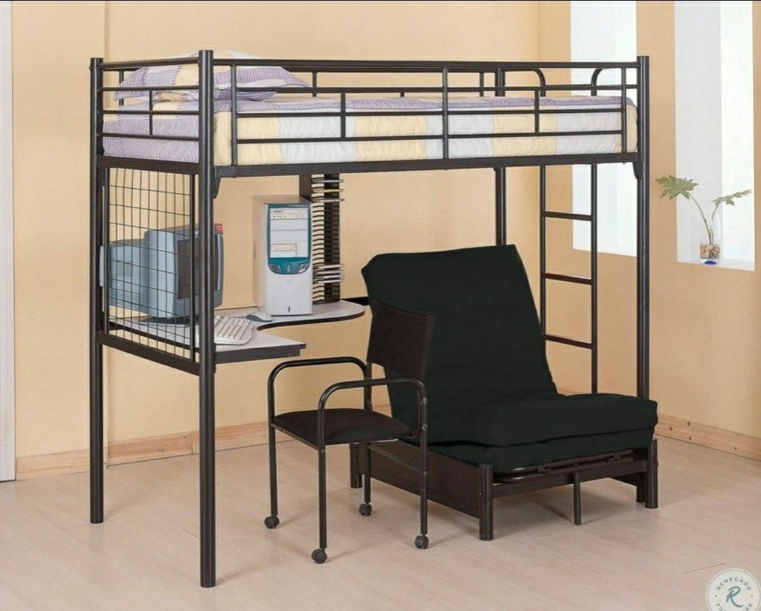 Black bunk work station loft bed