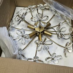Brushed Brass Flushmount Flower Chandiler 