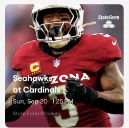 Arizona cardinals vs Seattle Seahawks – 3 Seats , Row 1 Section 128