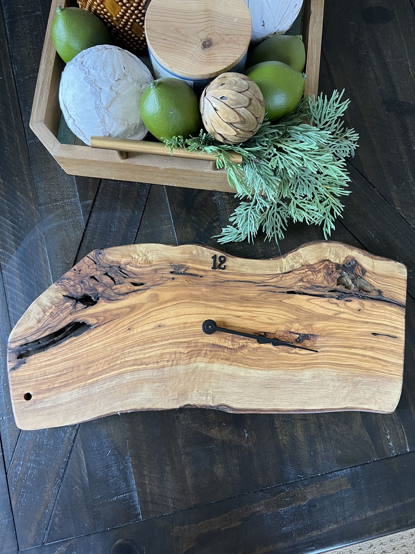New! Handmade clock Made Of Olive Wood