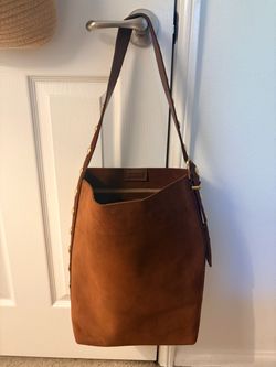 Madewell suede tote with gold hardware