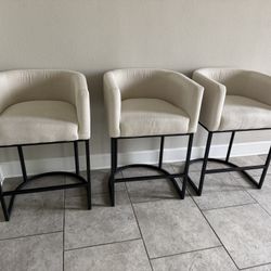 Cream and Black Low Back Bar Stools 
