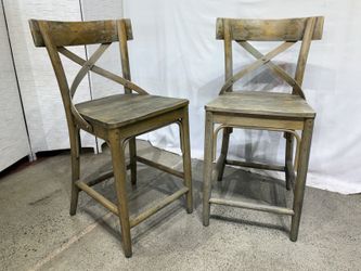 WORLD MARKET Bistro Distressed Wood Counter Stools (Set of 2)