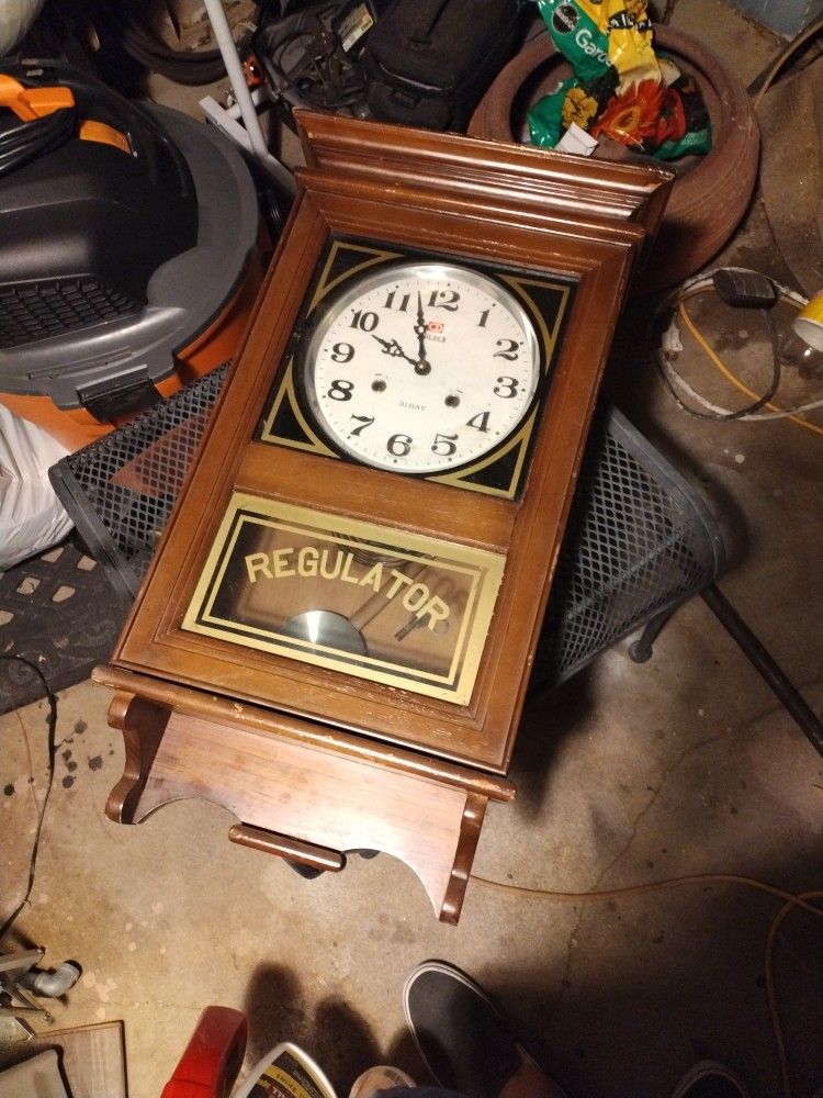 antique regulator pendulum wall clock

