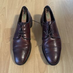 Allen Edmonds Sanford Burgundy Leather Cap Toe Derby Shoes Men’s 9.5 E Wide 3368