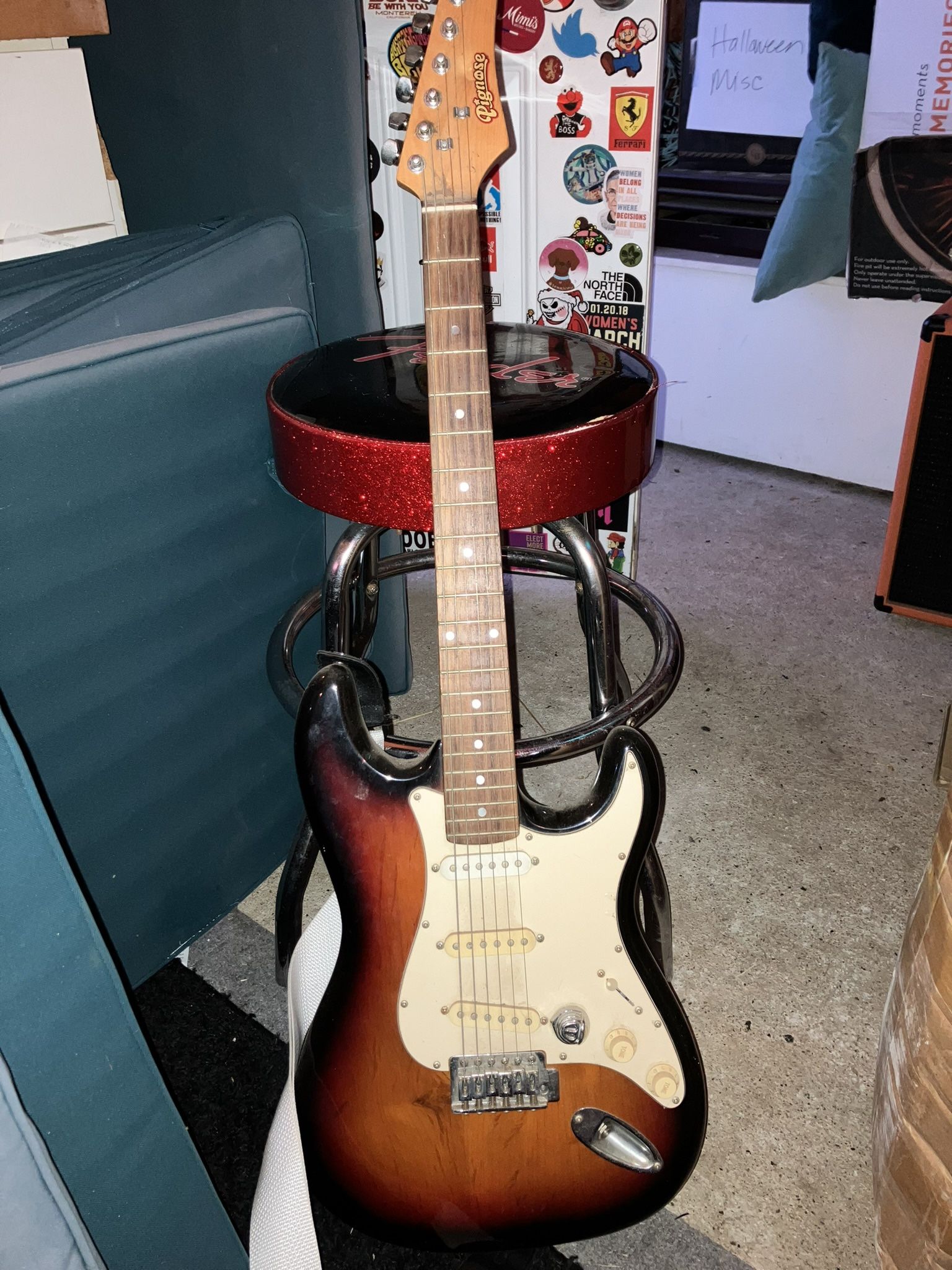 Pig nose Stratocaster Electric Guitar, 90s Sunburst