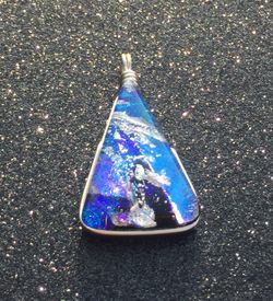 Handmade Glass pendent/silver wiring, silver chain included