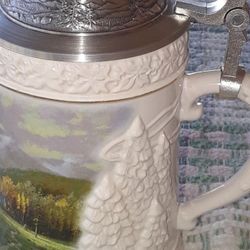 1997, Third Edition, Thomas Kinkade Stoneware, "Simpler Times." Tankard-Stein. Limited Edition to 75 Firing Days.