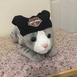 Harley Davidson Motor Cycles: Gray Striped Cat W/Do-Rag 13 Inch Plush