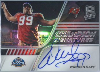 Warren Sapp 2022 Spectra Champion Signatures Neon Green Prizm OnCard Auto #/35