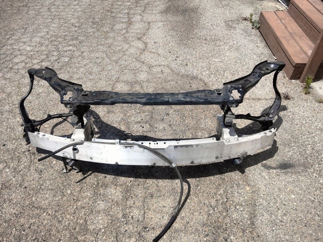 2010-2012 Mercedes E Class Complete Front Bumper Reinforcement Bar With Radiator Core Support And Headlights Brackets OEM.