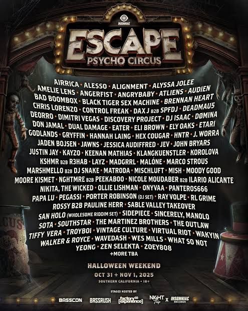 Escape Psycho Circus 2025 Saturday GA