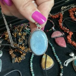 Angelite Pendant Necklace 