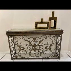 Mirrored Console Entryway Table Antique Gold
