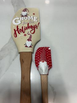 2 New Christmas Gnome for the Holidays spatula baking scraper set