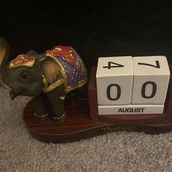 Elephant Wooden Block Calendar