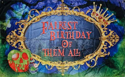 Fairest Birthday of Them All Party Backdrop - 72 x 44 - New