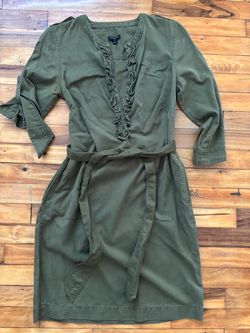 Talbots Olive Green Belted Shirt Dress