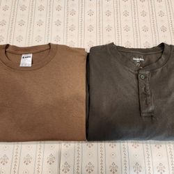 2 size XL New men's 100% cotton long sleeve henley shirts, 
