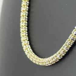 10k Gold Necklace 26” Two Tone Ice Chain 3.5mm 24.10grams 144731 1