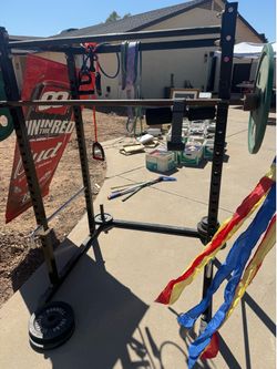 Squat rack and weights