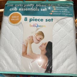 NIP Babyboom 8pc Set Baby Infant Waterproof Protector Mattress Pads, Crib Sheets