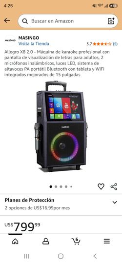 Allegro X8 2.0 - Máquina de karaoke profesional con pantalla de visualización de letras para adultos, 2 micrófonos inalámbricos, luces LED, sistema de