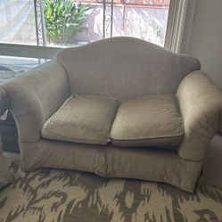 Sofa And Love Seat With Covers And Pillow