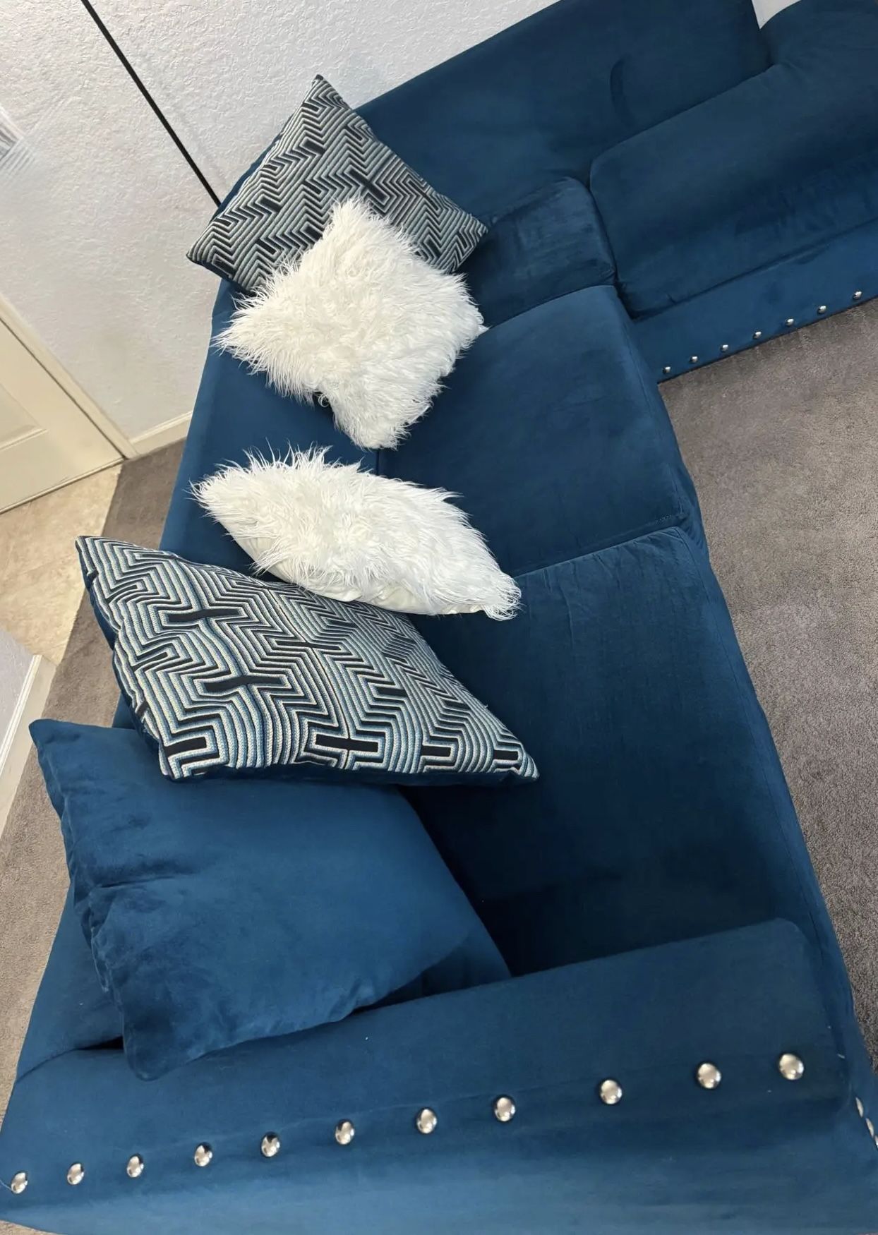 Velvet Sectional + Pillows