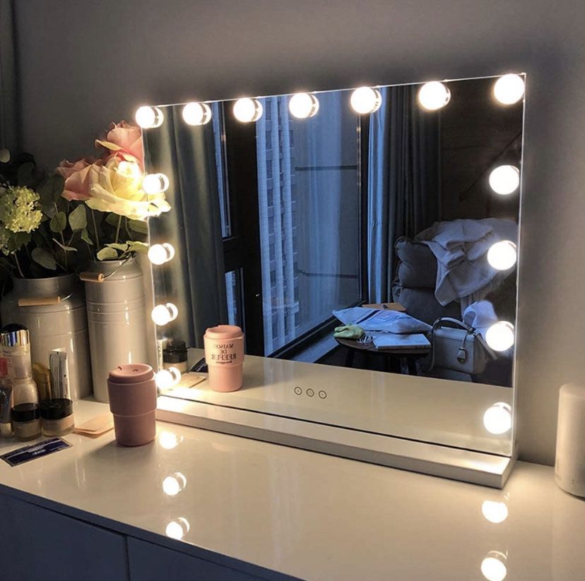 Large Vanity Mirror with Lights Makeup Mirror with 15 Dimmable LED Bulbs