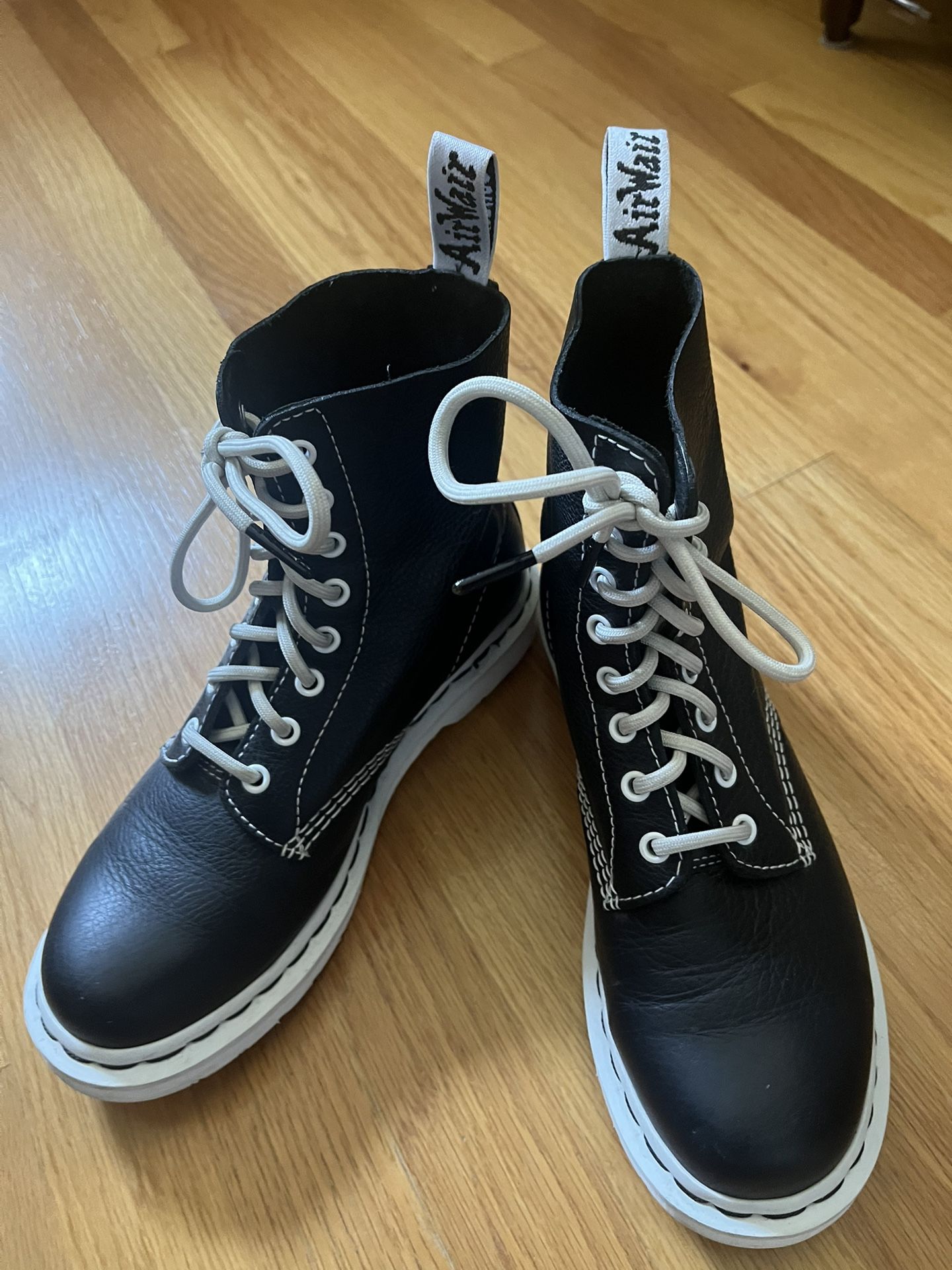 Black and White Soft Leather Dr. Martens Boots