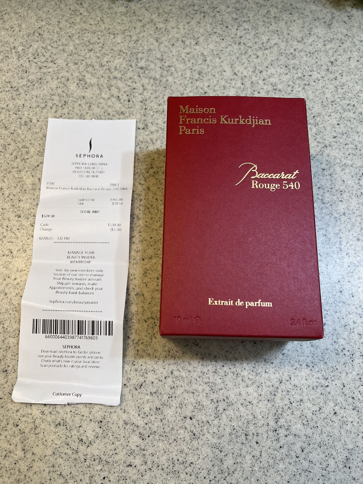Maison Francis Kurkdjian Baccarat Rouge 540, WITH RECEIPT