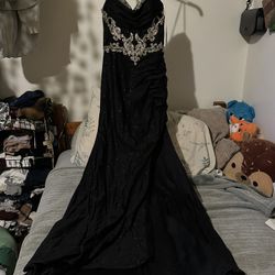 Black and Gold Corset Formal Dress