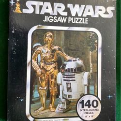 Vintage-1977 Star Wars R2/D2 & C-3PO Kenner Jigsaw Puzzle Complete 14”x18”