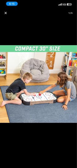 GoSports 30 Inch Table Top Air Hockey Game for Kids - Portable, Battery Operated Game Table - Oak