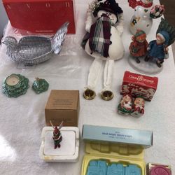 Vintage Christmas Decorations Disney, Santa Salt & Pepper Shakers, First Edition Porcelain 1981, Train Soaps