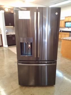 GE PROFILE black stainless French door fridge